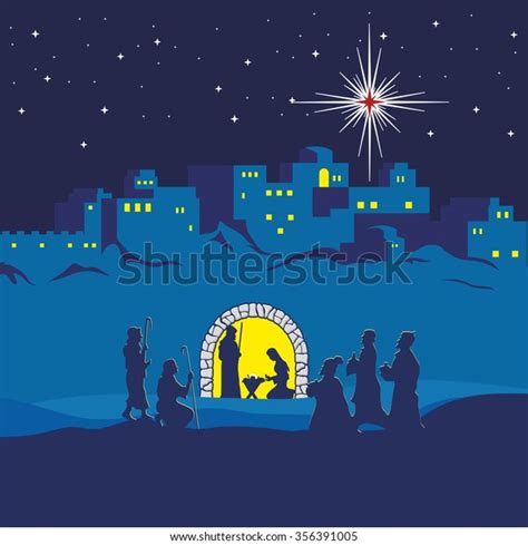 Nativity Scene Christmas Bethlehem Mary Joseph Stock Vector (Royalty ...