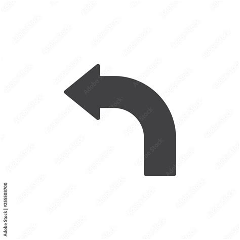 Curved left arrow vector icon. filled flat sign for mobile concept and web design. Left ...