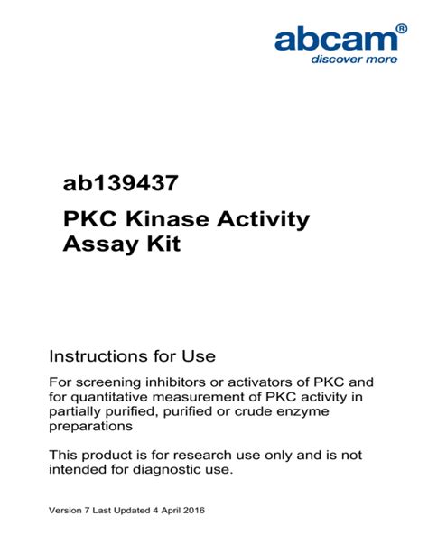 Ab139437 Pkc Kinase Activity Assay Kit Instructions For Use