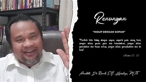 Renungan Roma Oleh Pendeta Dr Ramli S N Harahap M Th Youtube