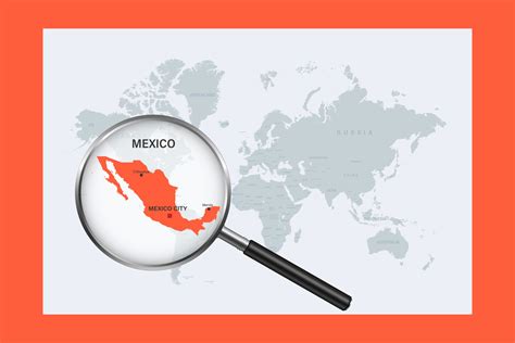 Map of Mexico on political world map with magnifying glass 10410297 Vector Art at Vecteezy