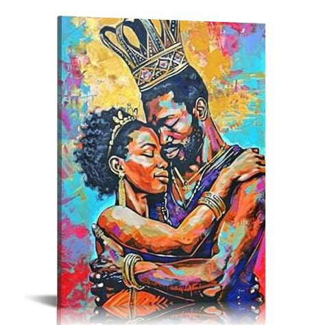 Nawypu African American Canvas Wall Art Black Art King And Queen