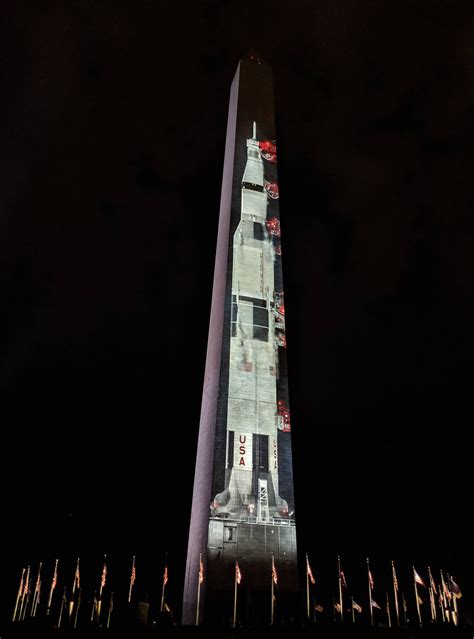 Apollo 11 projected on the Washington monument, DC, US (Pixel 2XL