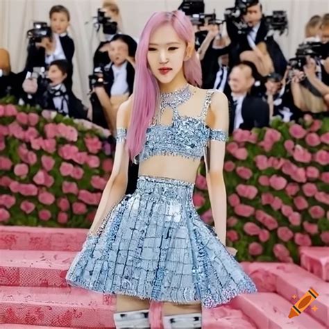 Blackpink Rosé In Met Gala Mosaic Theme Full Body Outfit On Craiyon