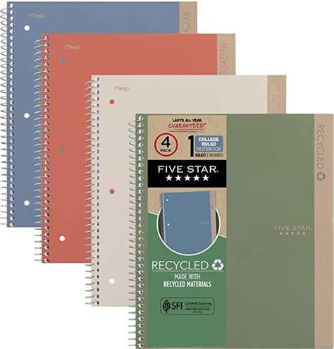 Five Star Spiral Notebooks Study App Recycled Cover Pack