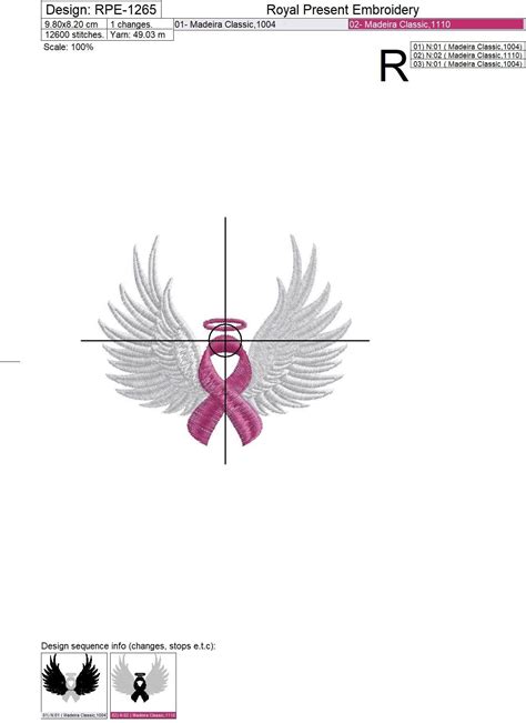 Cancer Pink Ribbon Free Machine Embroidery Design Royal Present