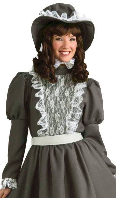 Grey Long Colonial Prairie Lady Costume Womens Olden Days Costume