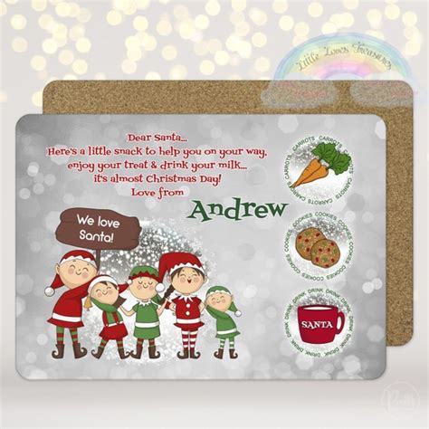 Personalised Christmas Placematchristmas Eve Santa Snack Etsy Uk