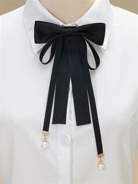 Faux Pearl Decor Bow Tie Women Bow Tie Bow Tie Women Collar Shirts Women