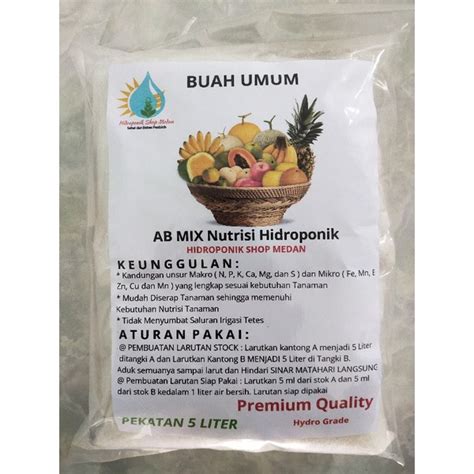 Jual Nutrisi AB Mix Buah Umum Hidroponik Shop Medan Pekatan 5 Liter