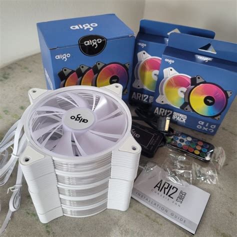 Kit 3 Coolers ARGB Aigo Ar12 Controladora 6 Pinos Fan Ventoinha