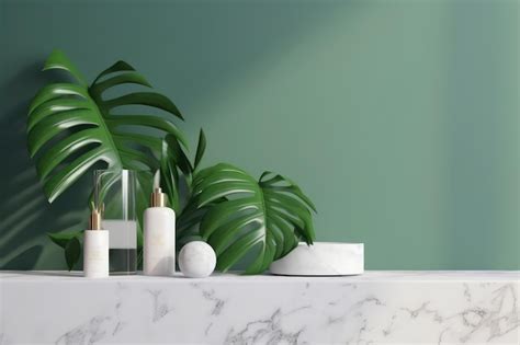 Premium Photo Minimal Modern White Marble Stone Counter Table