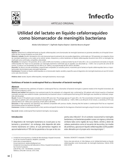 Pdf Usefulness Of Lactate In Cerebrospinal Fluid As A Biomarker Of