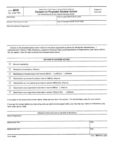 Fillable Form Consent To Proposed Adverse Action Printable Pdf