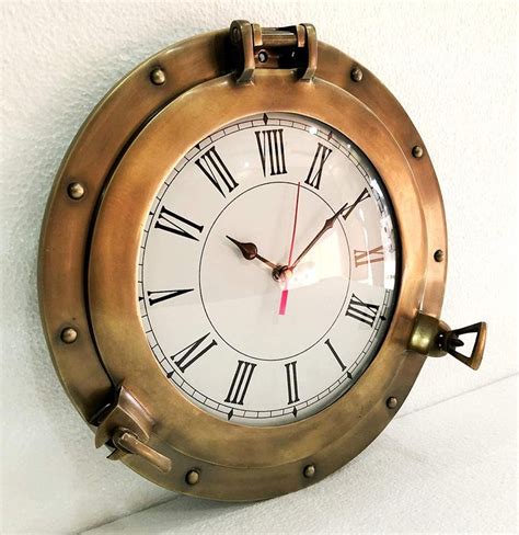 12 Antique Marine Brass Ship Porthole Clock Nautical Etsy In 2021 Brass Ship Nautical