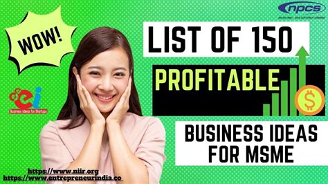 List Of Profitable Business Ideas For Msme Youtube