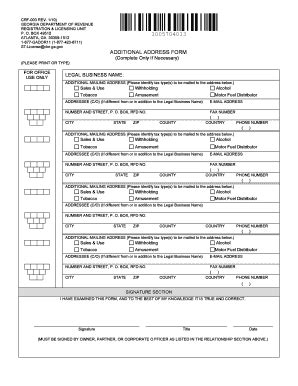 Fillable Online Additional Address Form CRF 003 Rev 5 05 Doc Fax Email