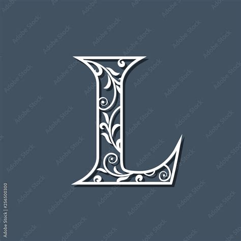 Initial Letter L Floral Monogram Template Filigree Logo Floral