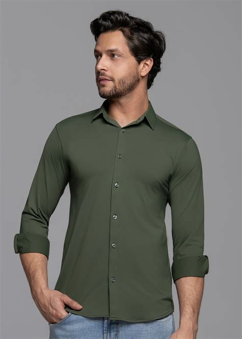 Camisa Verde Musgo Masculina - CAMISA MASCULINA SOCIAL SLIM FIT MANGA LONGA ULTRA TECH VERDE MUSGO ...
