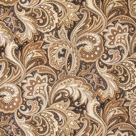 Perugina Paisley Black And Khaki Cotton Calico Fabric Hobby Lobby 403303