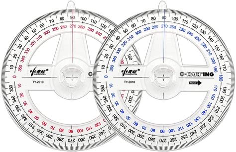 360 Protractor Pack Of 2 Protactors Plastic Protractor Math Protractors Clear Protractor Ruler