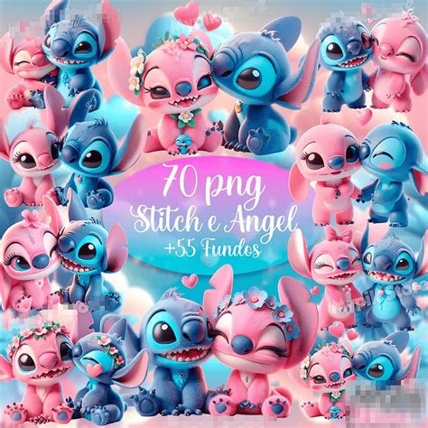 Wallpaper Fundo Stitch E Angel Png - Kit Digital Stitch e Angel em Png