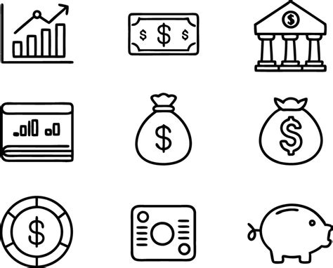 Set Of Finance Icon Illustration Credit Management Marketing Outline