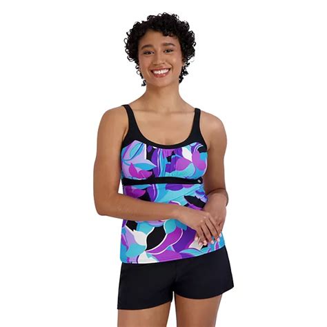 Womens Zeroxposur Print Upf 30 Tankini Top