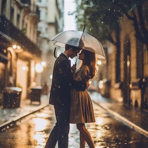 Premium AI Image | Couple kissing in the rain