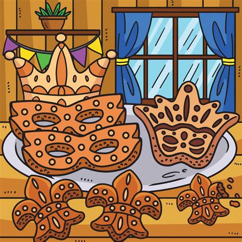 Mardi Gras Cookies Colored Cartoon Illustration 13801662 Vector Art at Vecteezy