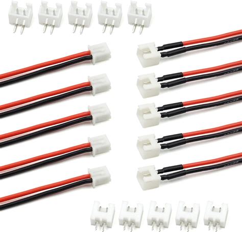 Elechawk 5 Pairs Jst Xh 2 54mm 2 Pin 1s Balance Plug Lead Socket Male And Female Connector With