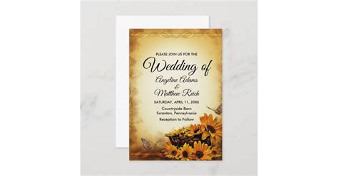 Barn Wood + Rustic Sunflower Wedding Invitation | Zazzle