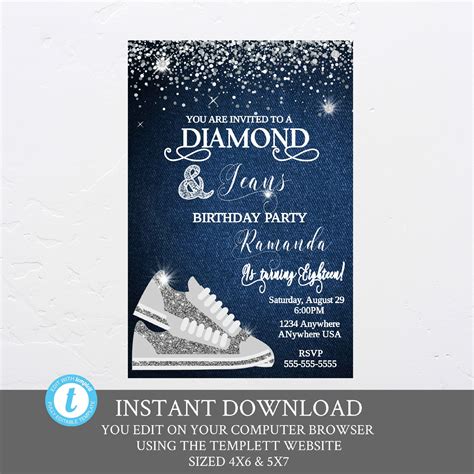 Denim And Diamonds Invitation Ideas