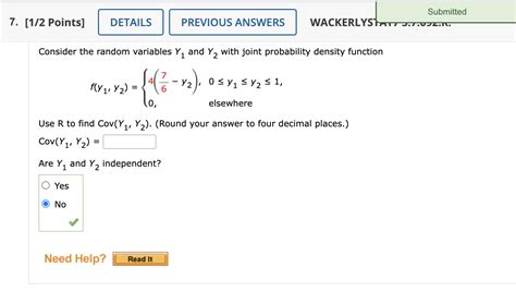 Consider The Random Variables Y1 And Y2 With