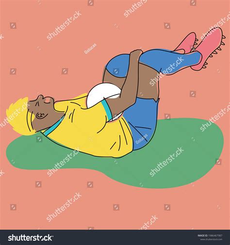 Brazilian Soccer Player Injured Football Field Stock Vector Royalty