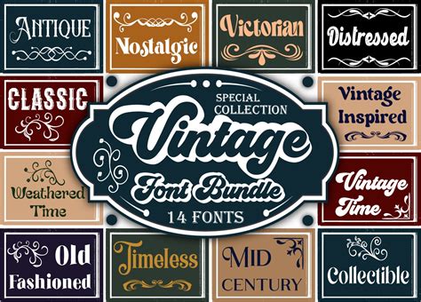 Vintage Retro Font Bundle Procreate Fonts Canva Fonts Cricut