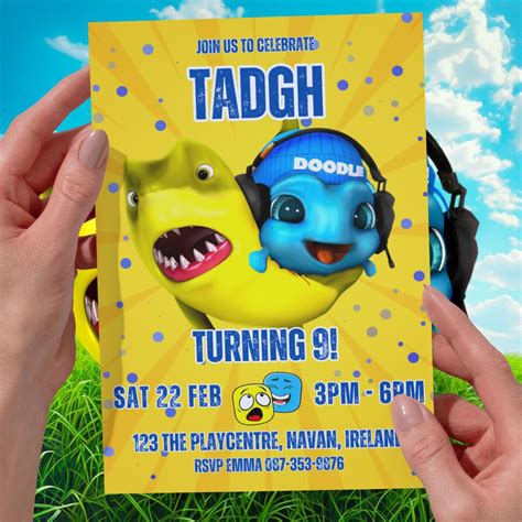 Doodle and Arkey Birthday Party Invitation, Youtuber Party Invitation