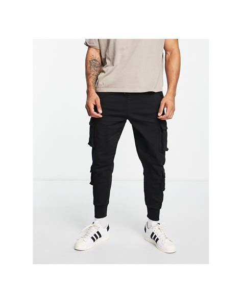 Bershka Loose Fit Utility Cargo Trousers In Black For Men Lyst