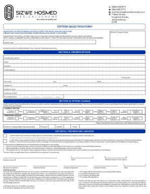 Fillable Online OPTION SELECTION FORM Fax Email Print PdfFiller