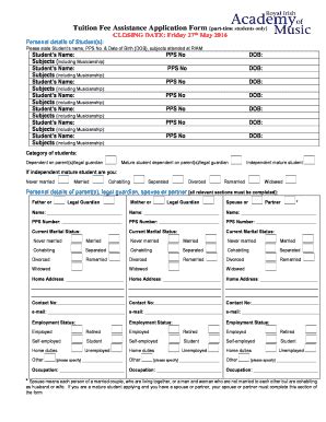 Fillable Online Tuition Fee Assistance Application BFormb Part Time