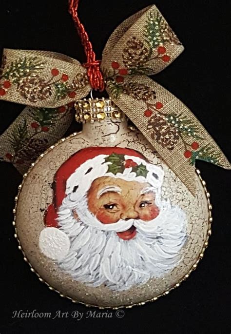 Hand Painted Santa Face Ornamentchristmas Santa Claussanta Etsy