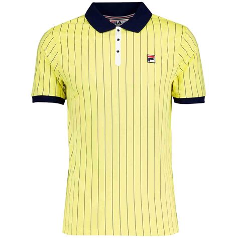 Bb1 Fila Vintage Retro Striped Polo In Limelight Navy