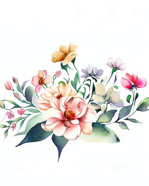 Premium Photo Watercolor Flowers On A White Background