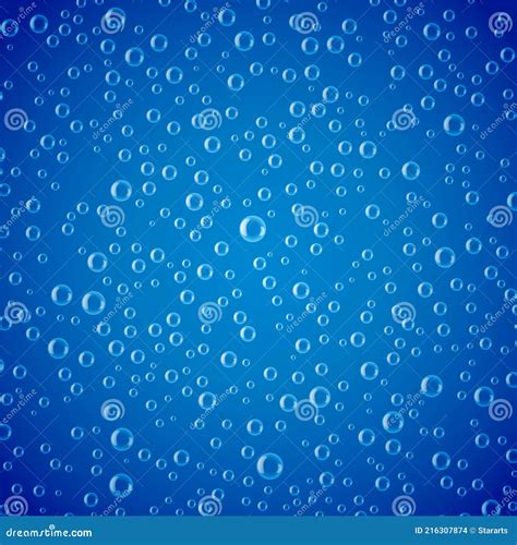 Rain Drop Or Water Bubbles Blue Background Stock Vector Illustration