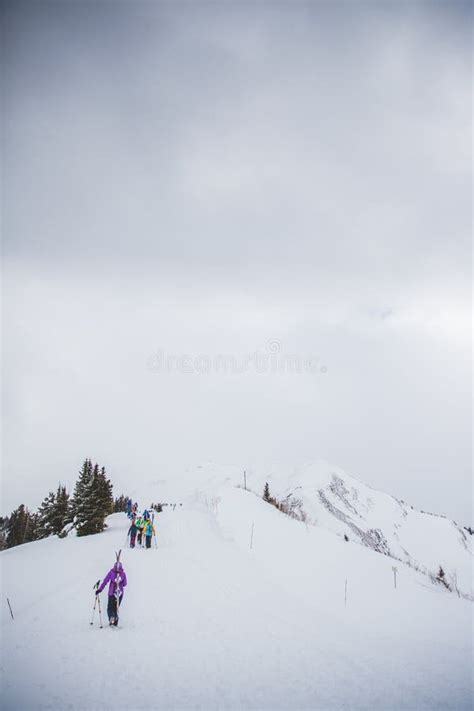 Hiking Up Aspen Highlands Bowl Stock Photo - Image of peak, clouds: 207374944