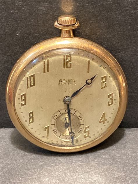 Vintage Gruen Semi Thin Gold Pocket Watch Switzerland Open Etsy