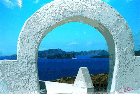 View To Thirasia Island From Santorini Island Greece Photograph By