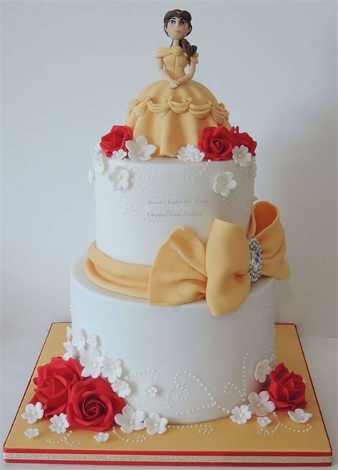 Belle Birthday Cake Bow Red Roses Princess Belle Cake Wedding Cake