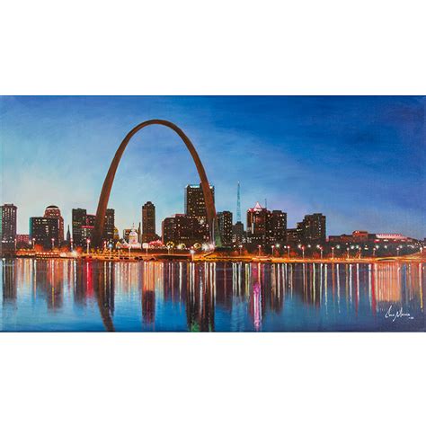 Gateway Arch Forest Park Skyline Landscape Painting Monument St Louis