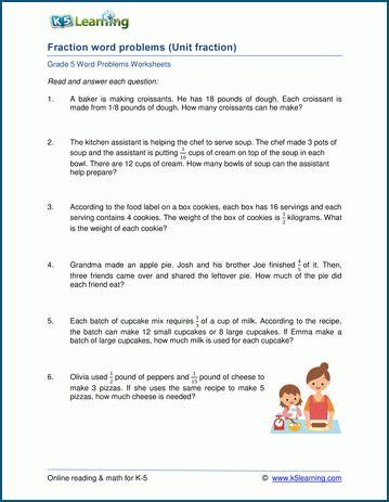 Division With Unit Fractions Word Problems